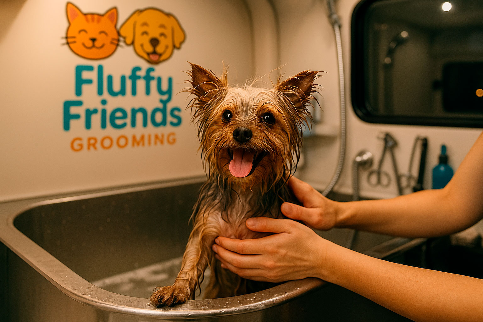 Bathing a dog